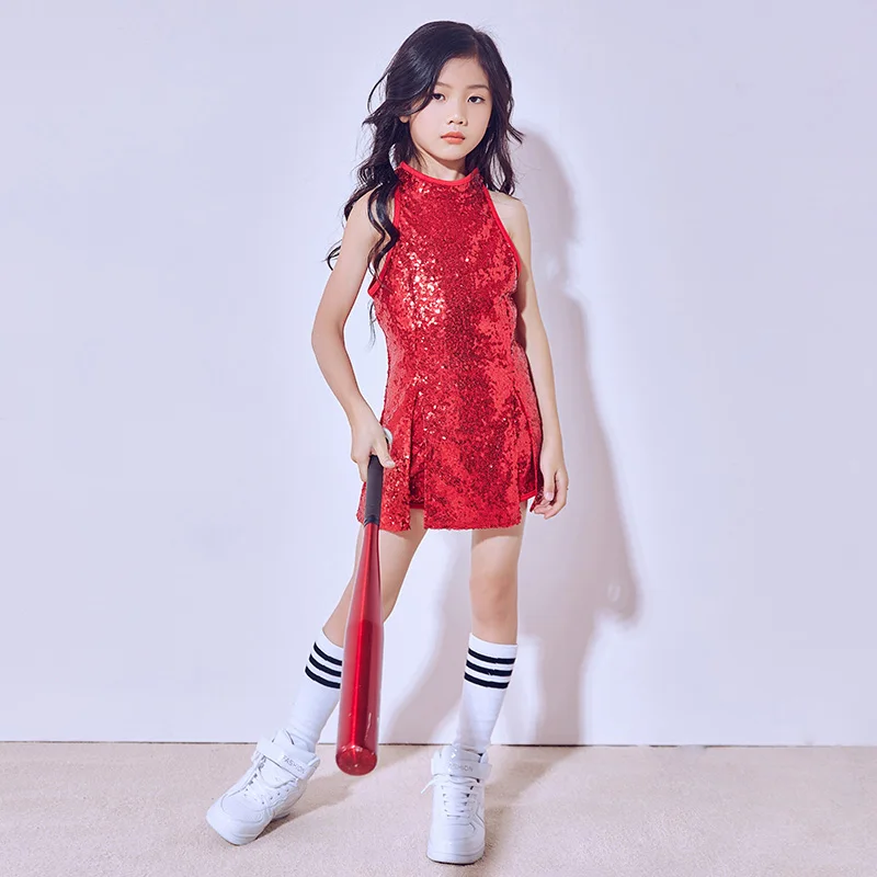 Детские джазовые танцевальные костюмы с блестками для девочек одежда