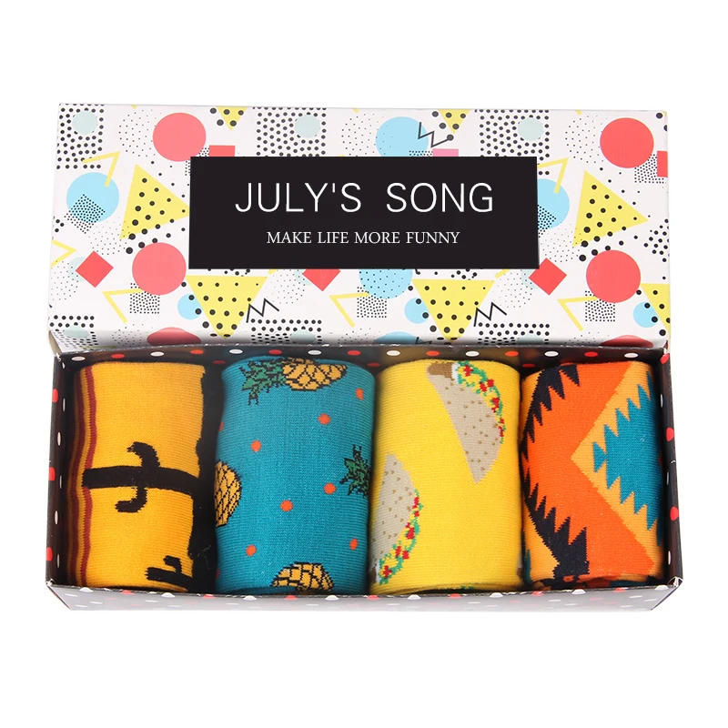 JULY'S песня без коробки 4 пары много Happy Socks Для мужчин s смешные носки брендовые хлопковые Для мужчин платье носки креативные носки
