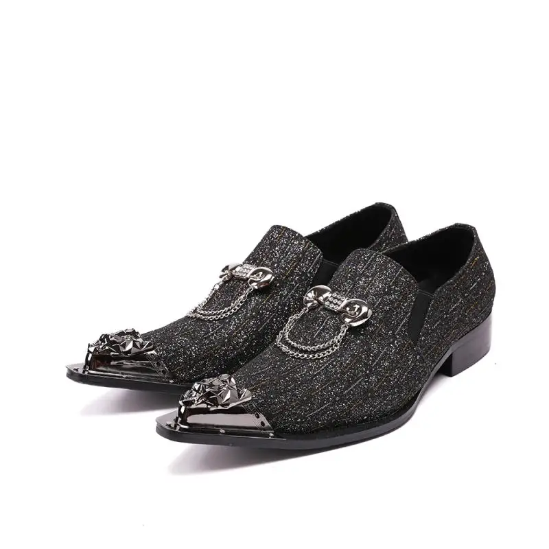 

2018 mens fashion embossed lehater casual shoes men pointed toe slip on luxury chains design loafer shoes man party dress shoes