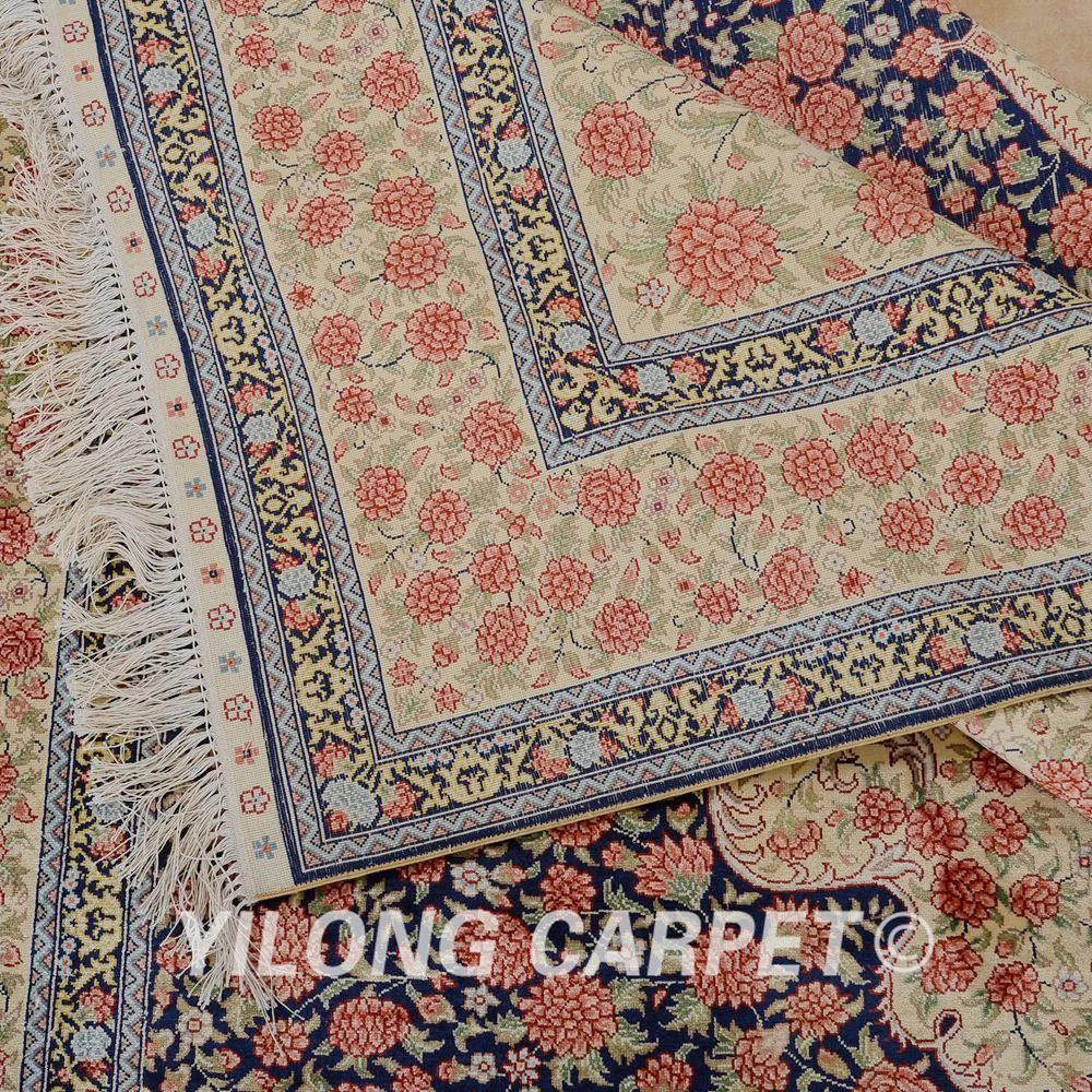 Yilong 5'x8 'Кашмир qum шелковый ковер красный выгодный традиционный искусственный