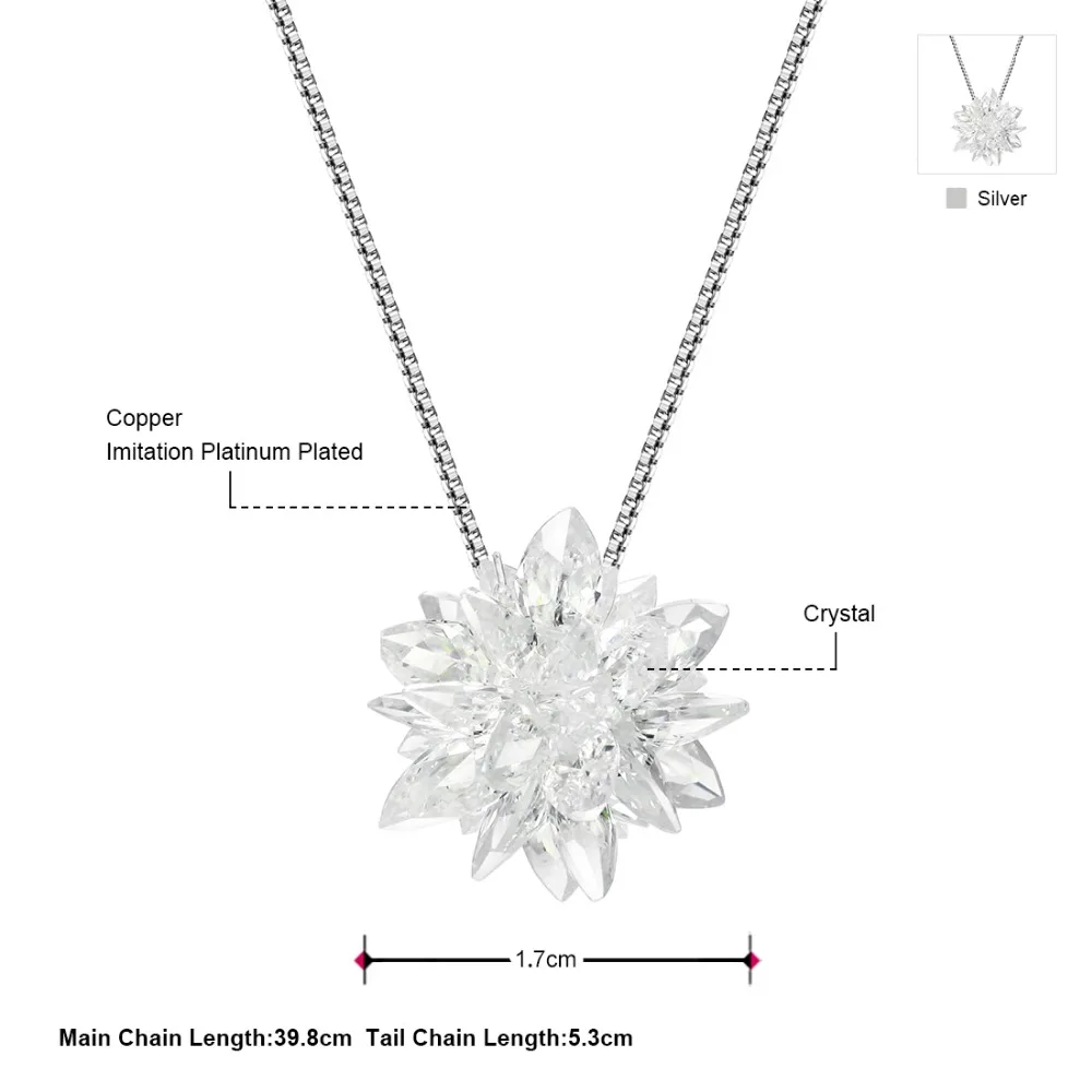 Neoglory модная Цепочка с кристаллами дизайн белых снежинок подвески и ожерелья
