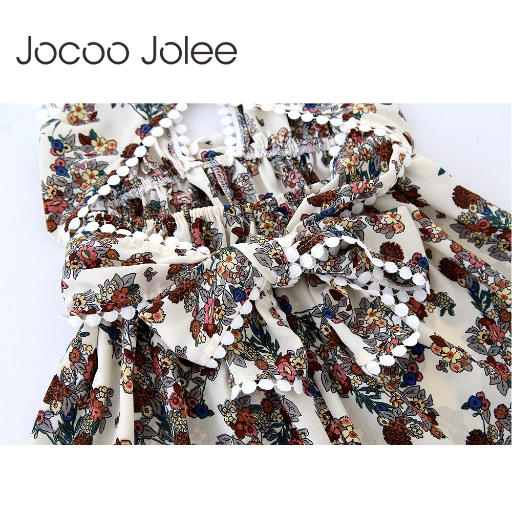 Женский комбинезон с цветочным принтом Jocoo Jolee на шнуровке глубоким v образным