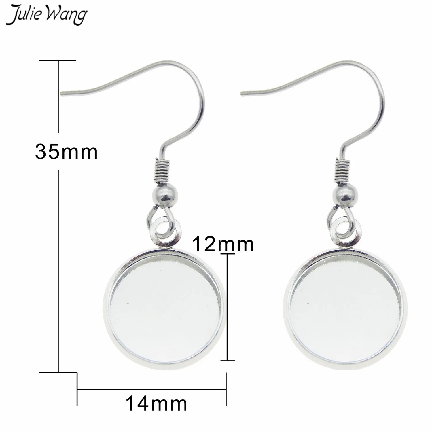Julie Wang 5pair Stainless Steel Earring Wire Hook Dangle Setting Blank Tray with Glass Cameo Cabochon For DIY Findings | Украшения и