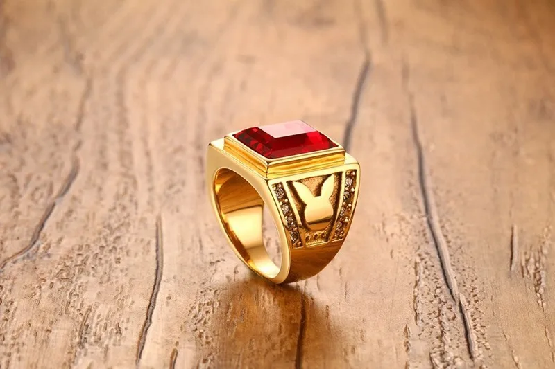 Мужское и женское кольцо SIZZZ из нержавеющей стали с красным фианитом|cz rings|party ringring