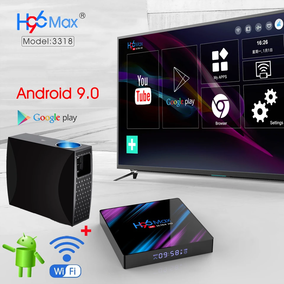 WZATCO F30 Full HD 1920x1080 Android 9,0 дополнительный светодиодный 3D проектор 5500 люмен wifi Bluetooth домашний кинотеатр проектор 4K
