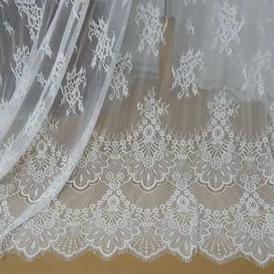 3M French Eyelash Lace Fabric 150cm White Black Diy Exquisite Embroidery Clothes Wedding Dress Accessories | Дом и сад