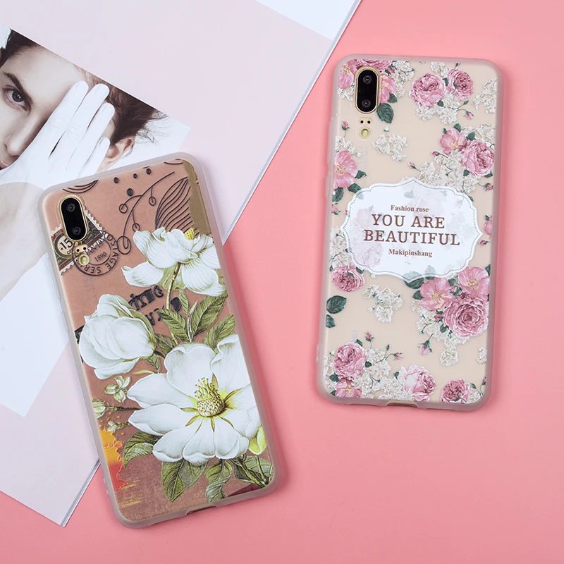 EIRMEON For Huawei Honor 9 Lite Case 10 6X 7X P8 P9 P10 P20 Soft TPU Florals Phone Back Covers Nova 2 Plus |