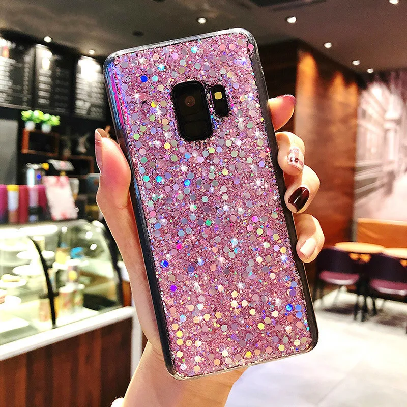 Блестящий чехол с блестками для Samsung Galaxy A3 A5 A7 J3 J5 J7 Prime 2017 A6 A8 A9 2018 S8 S9 S10 Plus S7 Note 9 8