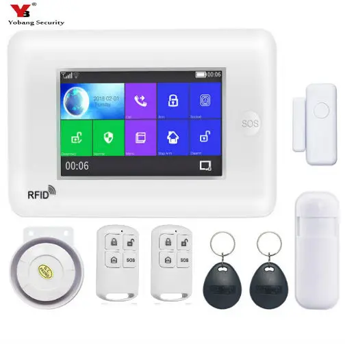 Yobang Security Wireless WIFI 3G GPRS Home Alarm System 4.3 inch Screen APP Remote Control Auto dial Siren Sensor Kit | Безопасность и
