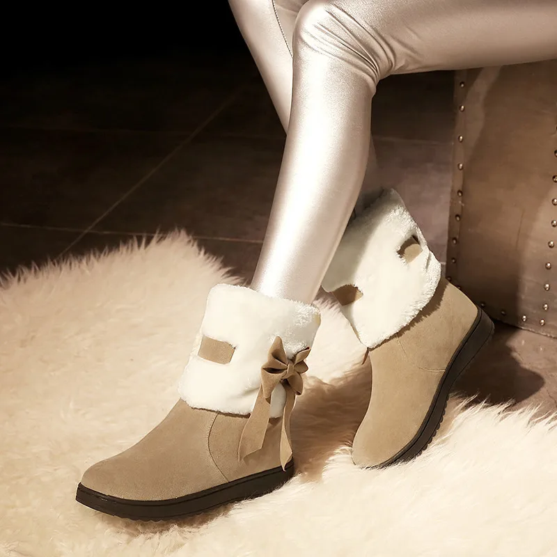 Женские ботинки на плоской подошве YMECHIC 2019 года с милым бантом бабочкой Теплые