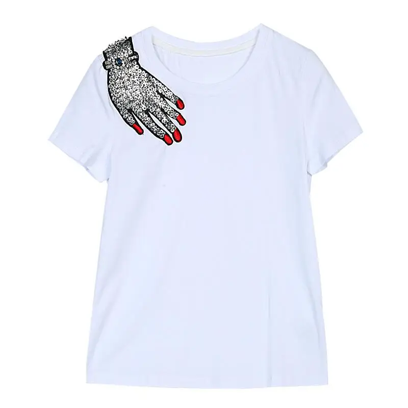 Женская футболка с вышивкой и блестками Новое поступление лето 2020|t-shirt women|fashion