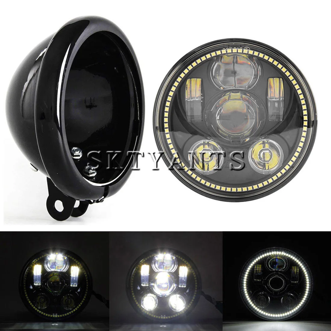 

5.75 светодиодных ламп двигателя фары с ведром корпуса фары 5,75 дюйма для мотоцикла Dyan Superglide Sporster 1200