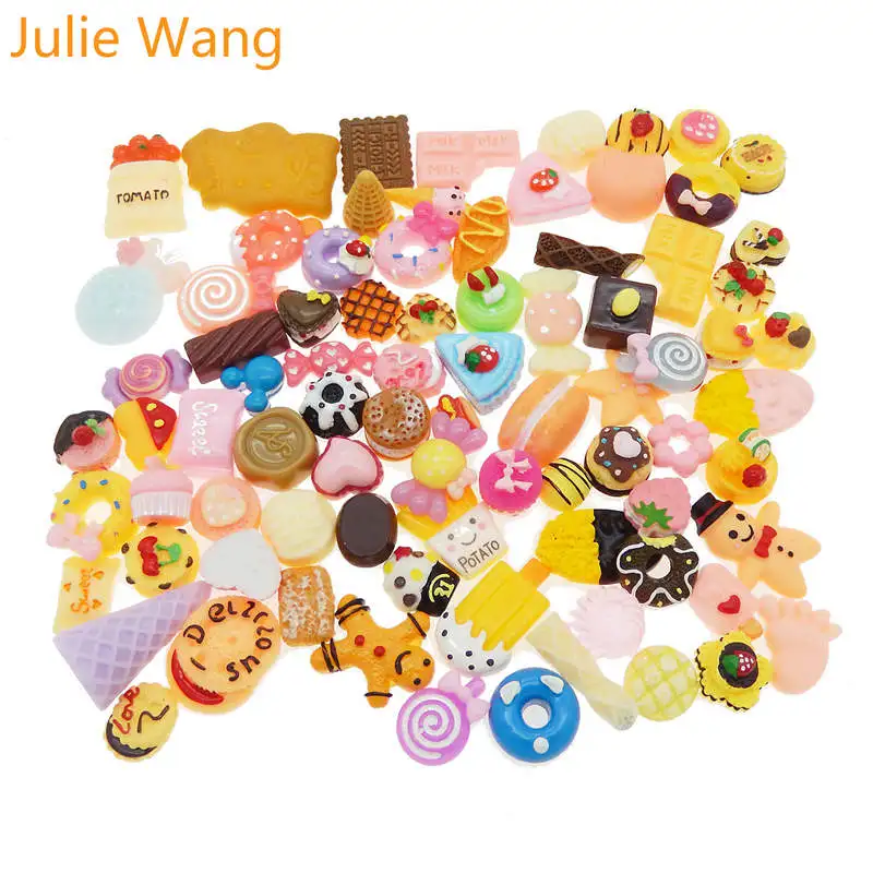Julie Wang 20 шт. каучуковая еда торт хлеб леденцы кабошон слизь талисманы случайный