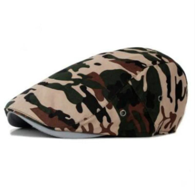 Берет Камуфляжный с принтом для мужчин и женщин Регулируемая Кепка плоским