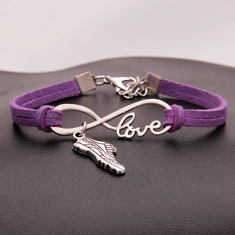 (10 шт./лот) браслет Infinity Love для спортивной обуви с подвеской кожаный веревкой