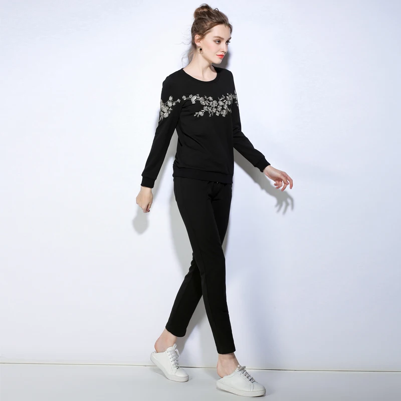 Новинка 2017 года осень зима Модные женские костюмы Повседневная Толстовка