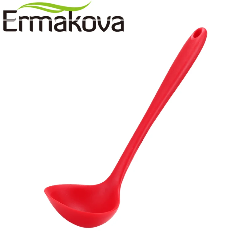 Силиконовая ложка большого размера ERMAKOVA термостойкая для супа с длинной ручкой