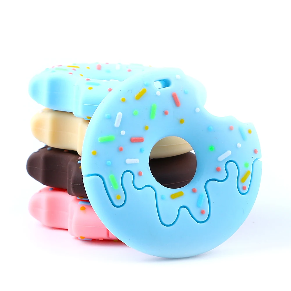 1pcs 54mm Donuts Silicone Teether baby Teething Toy beads DIY chew Necklace Pacifier Chain Pendant Food Grade Silicone BPA Free