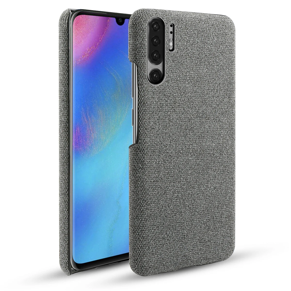 Для huawei P30 Pro Чехол huawei P30 Lite чехол тонкий жесткий PC тканая ткань текстурированная ткань чехол для huawei mate 30 Pro противоударный - Цвет: Grey