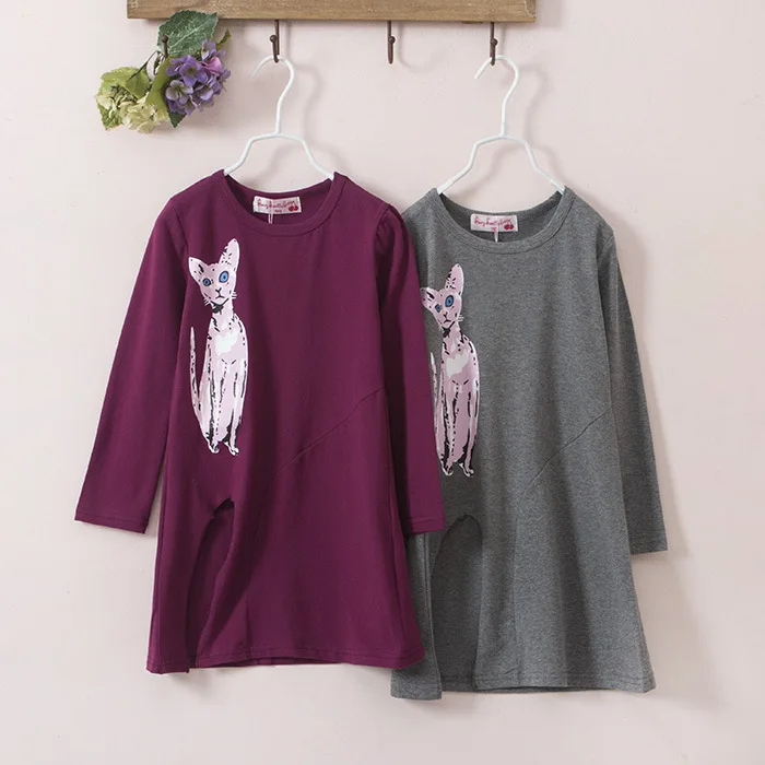 Children's Girl Shirt Dress Long Sleeve Animal Patterns Cotton Birthday Party Irregular Dresses Kids Clothing | Детская одежда и