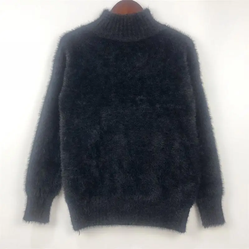 JH1222 Black H. SA manteau femme hiver, зимний свитер с высоким воротом, джемперы ярких цветов, синие одноцветные пуловеры, теплый вязаный свитер в Корейском стиле - Цвет: JH1222 Black