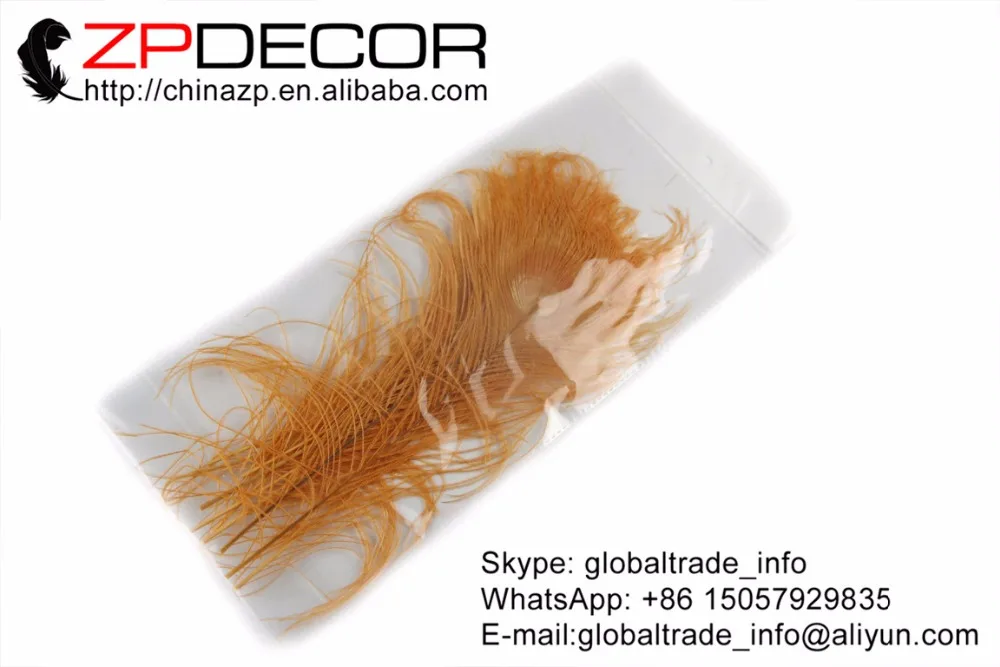 

ZPDECOR 50pcs/lot 25-30cm(10-12inch) Premium Quality Hand Select Light Gold Peacock Peacock Tail Eye Party Feathers Wholeasale