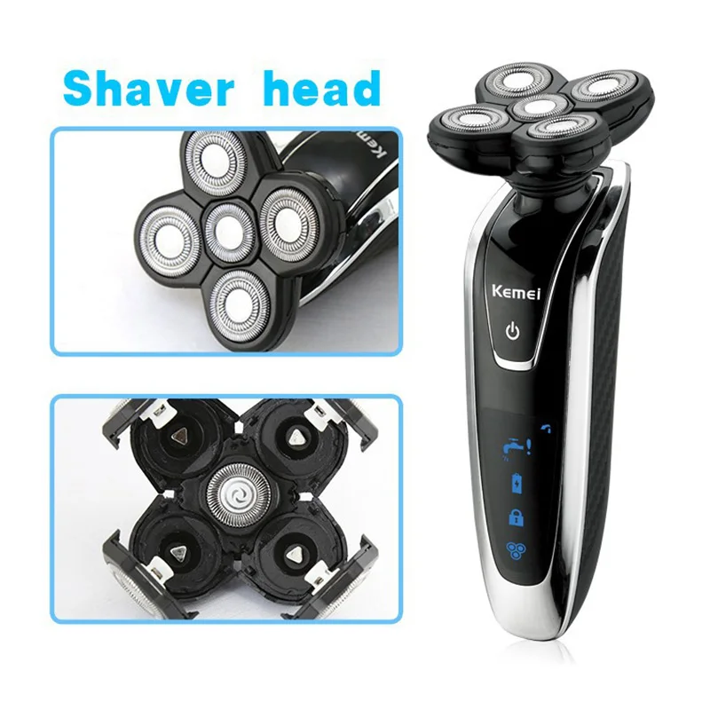 Kemei 3 in1 rechargeable electric shaver razor for men 5 Blade Washable shaving machine Face Care 5D Floating KM-5886 | Бытовая техника
