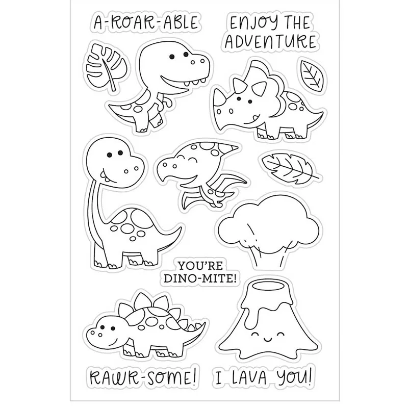 Прозрачные штампы динозавра и металлические штампы/силиконовые уплотнения для