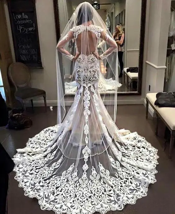 Женское длинное свадебное платье Zuhair Murad изящное кружевное с аппликацией и