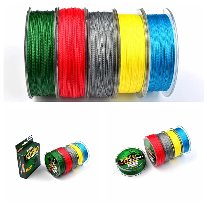 New 100M Fishing PE Line Red/Green/Grey/Yellow/Blue braided fishing line available 8LB-100LB Tools | Спорт и развлечения