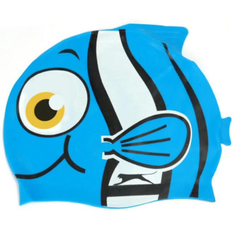 blue goldfish yellow YFXcreate рыба кошка собака плавать плавание Триатлон кепки водонепроницаемый противоскользящие для детей 200-1023 - Цвет: blue goldfish yellow