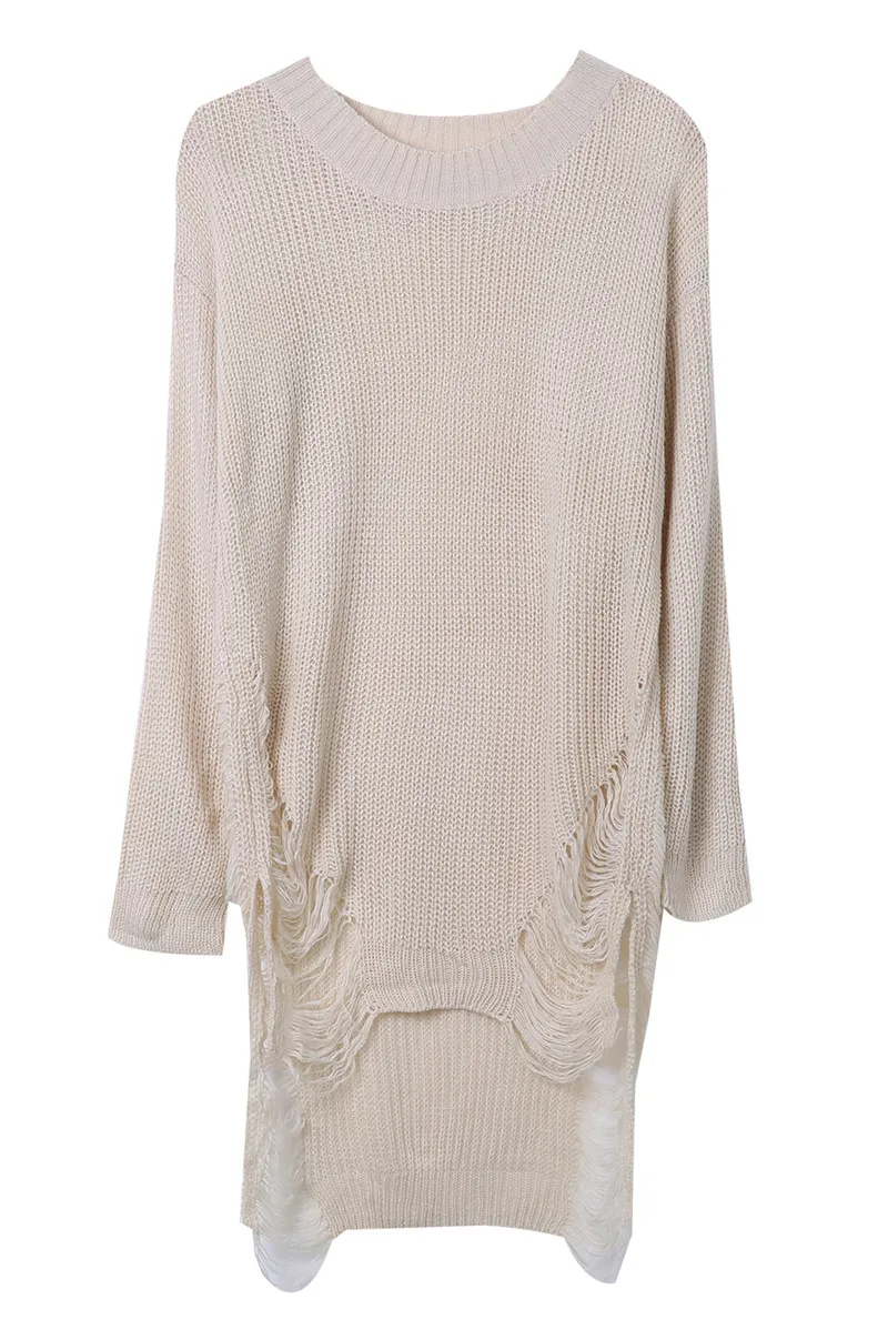 Женский свитер с длинным рукавом повседневный вязаный джемпер длинный весна |