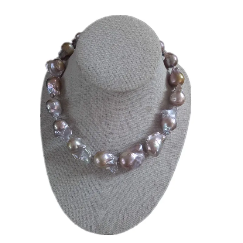 

Пресноводный жемчуг фиолетовый реборн Кеши барокко 20-25 мм ожерелье 18 дюймов оптовая продажа бусины природа FPPJ женщина 2019