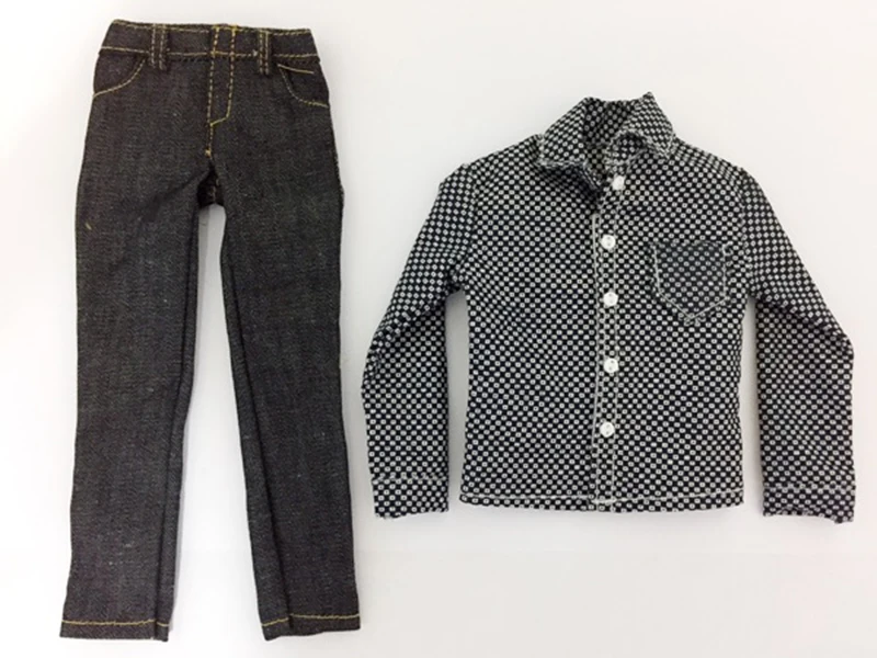 

1/6 Male Black and White Plaid Shirt with Pants Model for 12''Figures