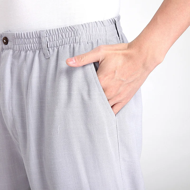 

New Arrival Gray Chinese Men's Kung Fu Trousers Cotton Linen Pants Wu Shu Clothing Size S M L XL XXL XXXL 2350