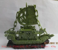 exquisite chinese manual sculpture of southern taiwan jade dragon sailing boat