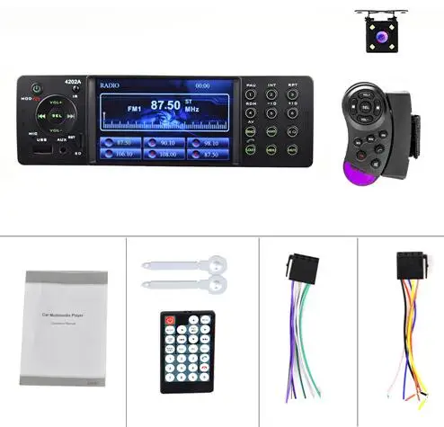 With 4 LED Camera Podofo 1 din автомагнитола стерео с 4 дюймов HD цифровой Экран MP5 плеер USB TF AUX FM Bluetooth Автомобильный мультимедийный плеер - Цвет: With 4 LED Camera