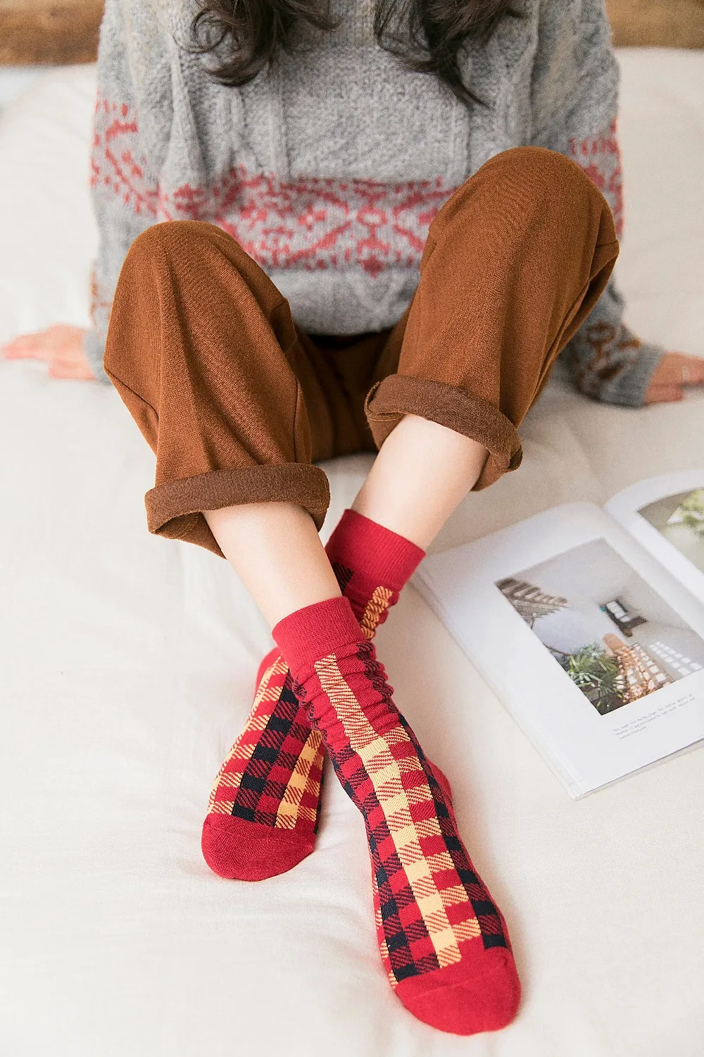 12 Pairs/Lot Cotton Women Socks Red Striped Funny Spring Autumn Winter Wish Casual Outdoor Crew
