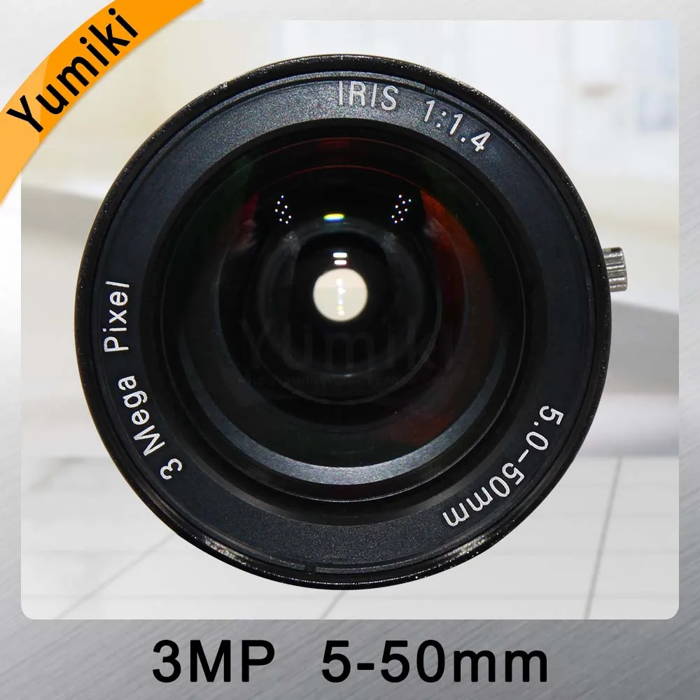 Yumiki HD 3,0 мегапиксельная ручной F1.4 ирис 5-50 мм объектив с переменным фокусным ИК Объективы для видеонаблюдения CS для банковских чеков в супермаркет контроль дороги