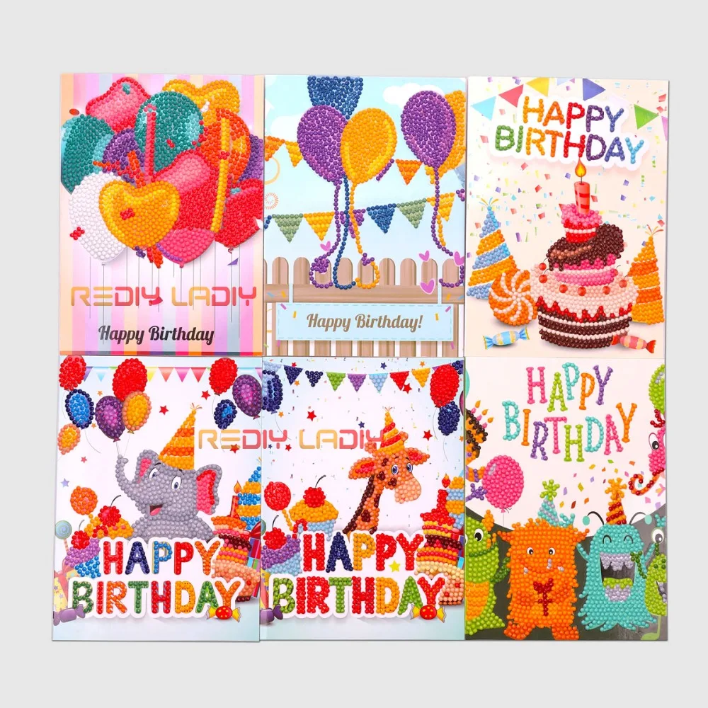 DIY Diamond Painting Greeting Post Card Cartoon Mosaic Crafts Happy Birthday Cards Embroidery Christmas Gift | Дом и сад