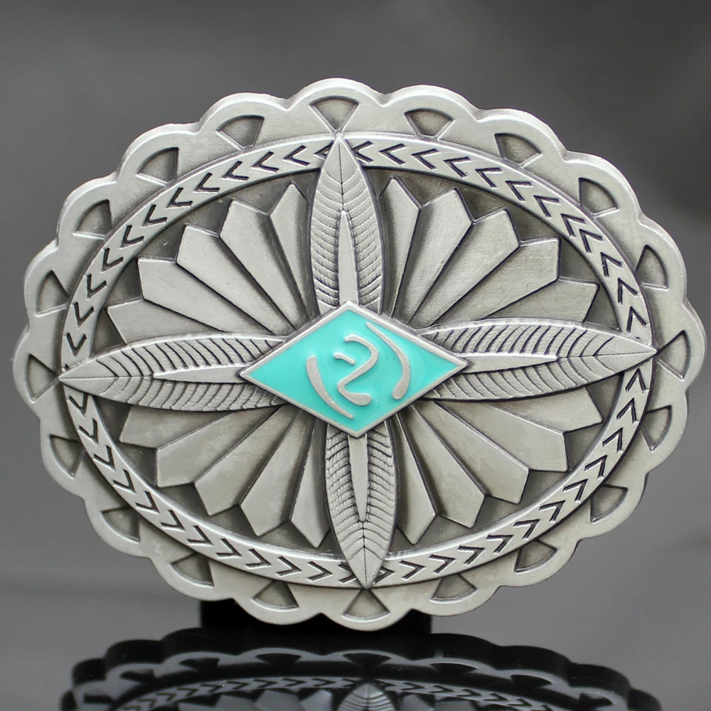 Винтажный посеребренный кулон крест купольный ковбойский ремень пряжка подарок