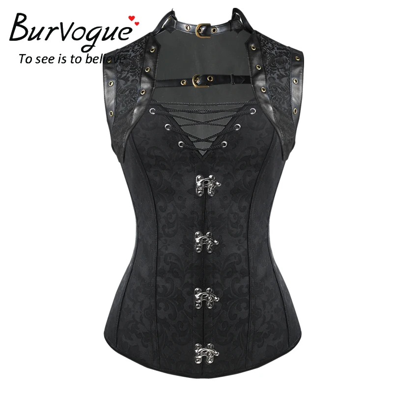 Burvgue женский кожаный стимпанк корсет готический утягивающий с умственной