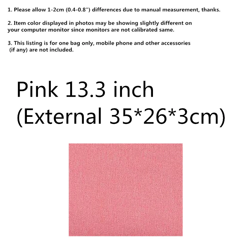 Pink 13.3 inch Сумка для ноутбука Macbook Air Pro retina 11 12 13 14 15 15,6 дюймов чехол для ноутбука чехол для планшета Xiaomi Air hp Dell - Цвет: Pink 13.3 inch