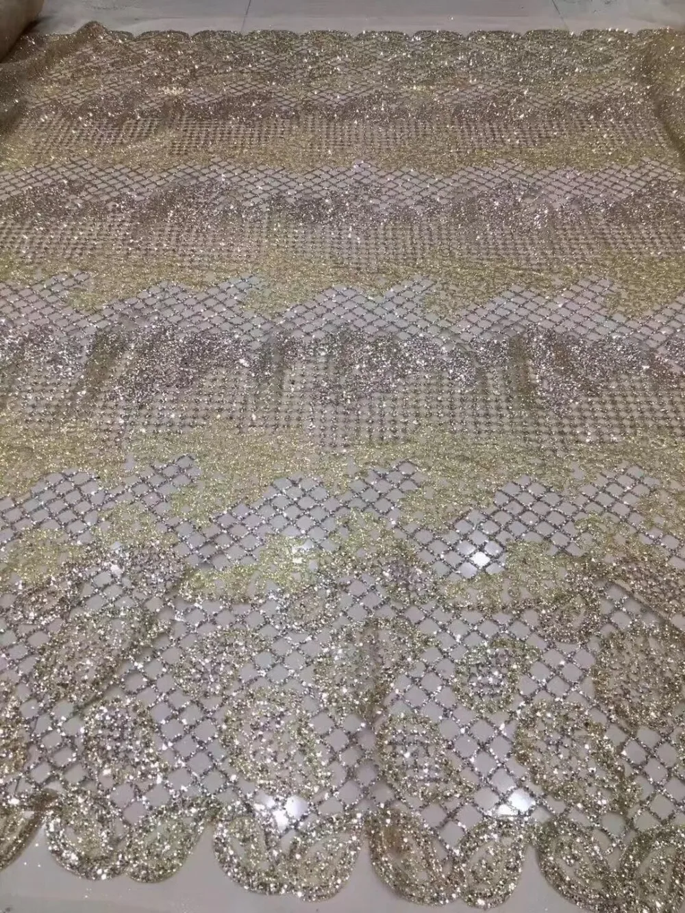 

fancy SYJ-1631 glued print glitter african India glitter lace fabric for wedding dress