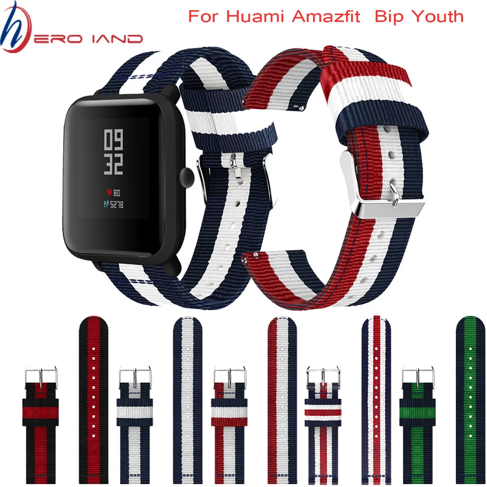 

Strap Replace Watch Straps for Amazfit Youth Nylon Straps for Xiaomi Huami Bip BIT PACE Lite Youth Smart Watch Wrist Bracelet