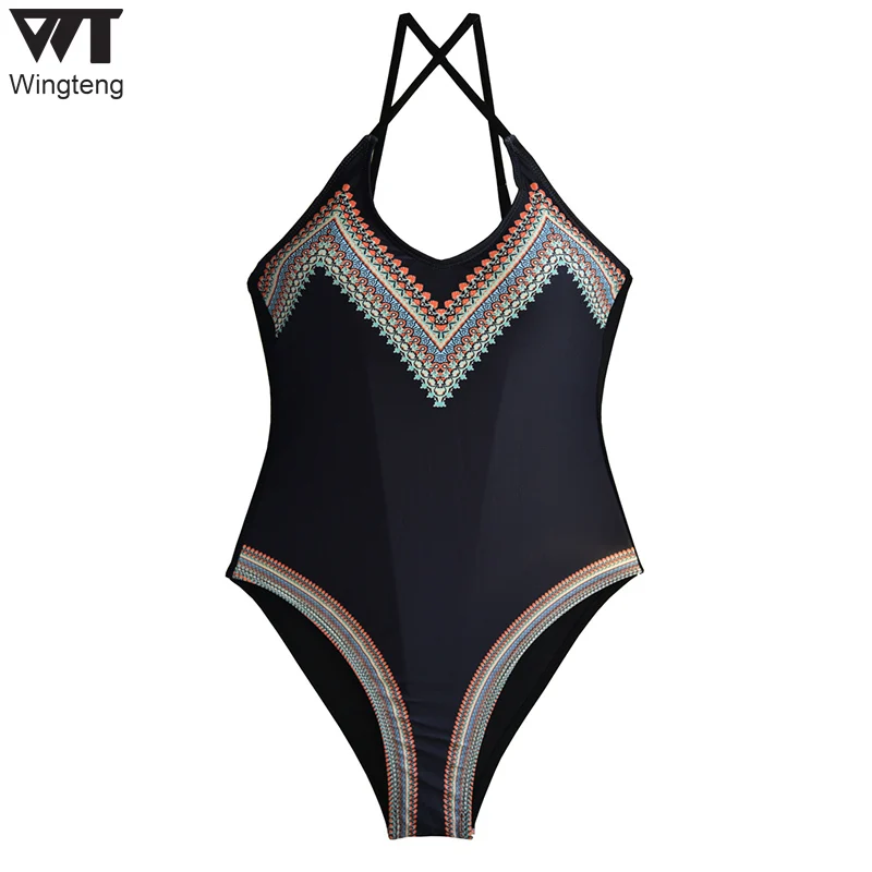 

2019 One Piece Swimsuit women Black Bikini Set Swimwear Female push up Bikinis plus size Monokini Bathing Suit Biquinis Feminino