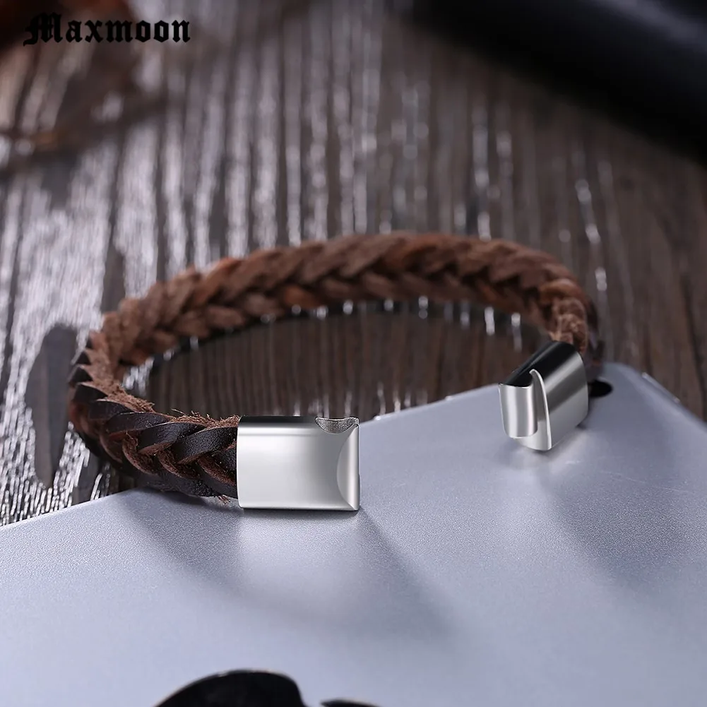 Maxmoon мужские кожаный браслет коричневый оптовая продажа Браслеты-шнурки с