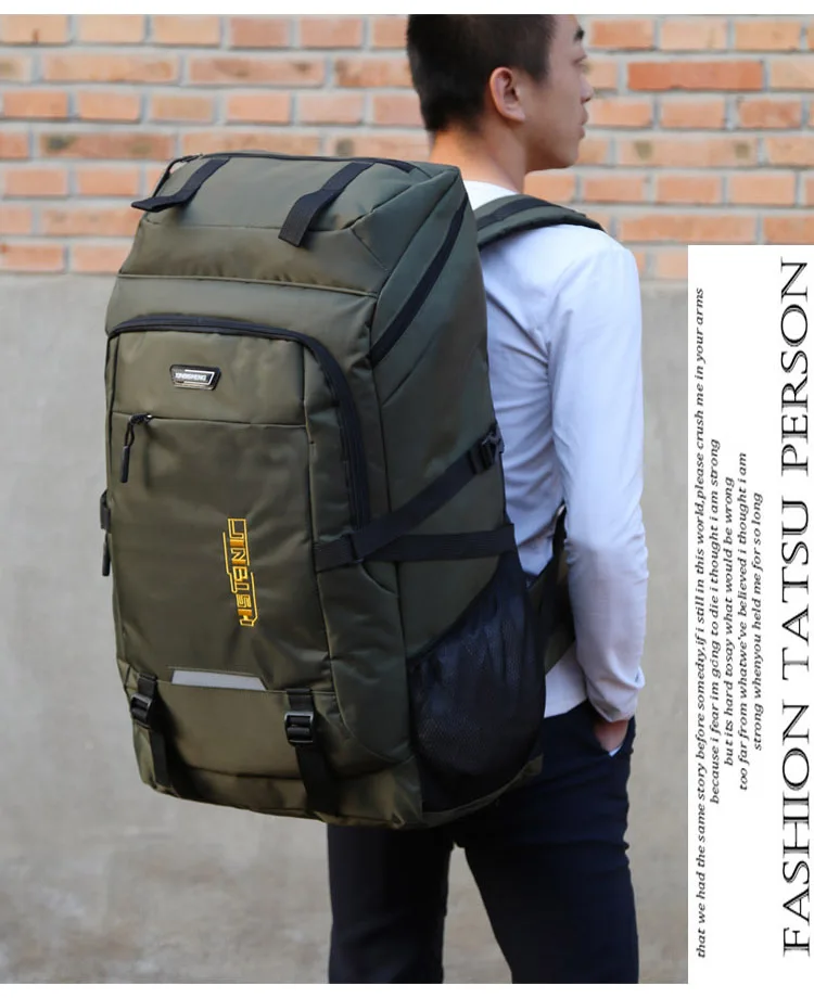 Army Green Super Large Capacity Package 80L Men or Women High Quality Luggage Bags Adding Enlarge Widen Capacity Family Big Travel Backpack - Цвет: Army Green