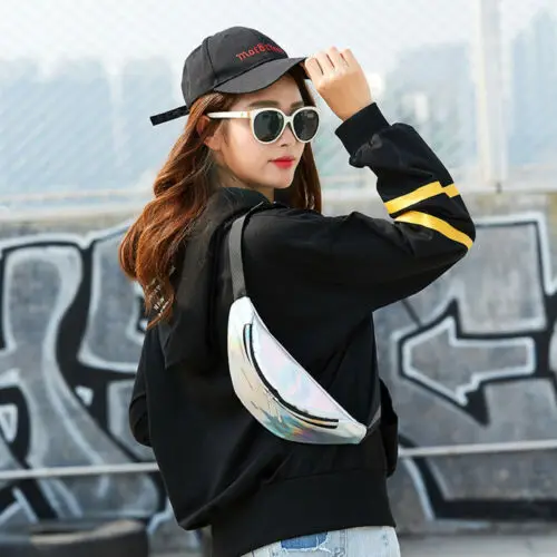 Модная поясная сумка для мужчин крутая с лазерным карманом женская через плечо