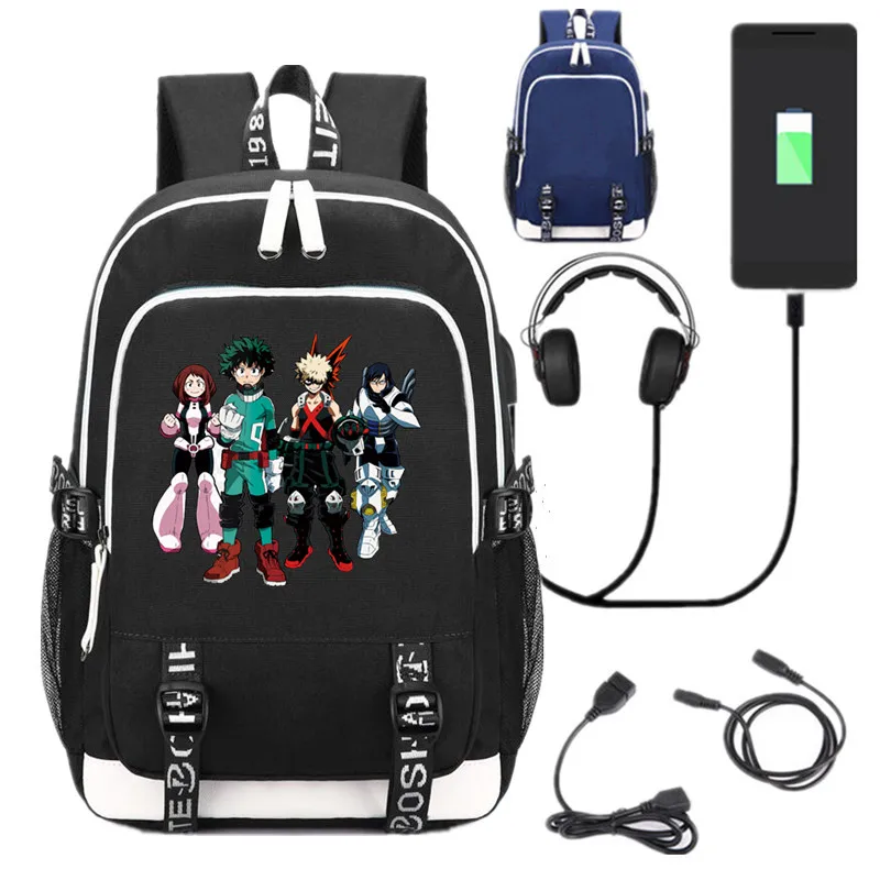 Рюкзак Школьный Унисекс под ноутбук с USB портом и принтом Моя геройская